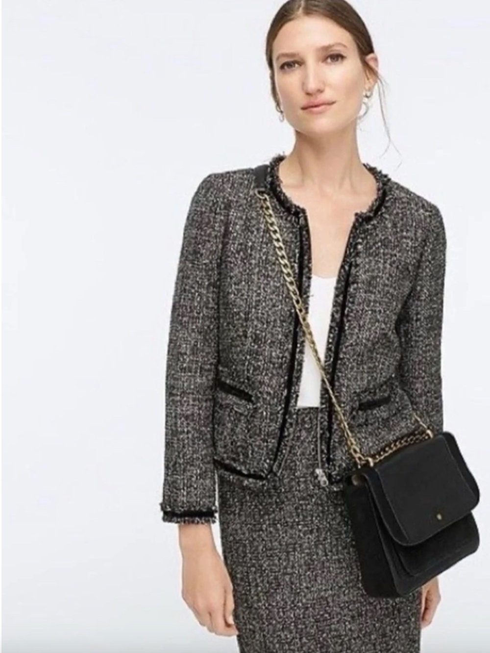 J. Crew Fringe Lady Jacket In Sparkling Constellation Tweed Size 16 Holiday Work
